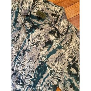 Calson Vtg 100% Silk Button Down Long Sleeve Shirt Abstract Mens M